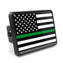 American Flag Thin Green Line (Border-Patrol) UV Graphic Metal Face-Plate on ABS Plastic 2 inch Tow Hitch Cover