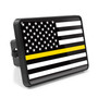 American Flag Thin Yellow Line (Dispatchers) UV Graphic Metal Face-Plate on ABS Plastic 2 inch Tow Hitch Cover