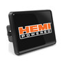 HEMI Powered Logo UV Graphic Black Metal Face-Plate on ABS Plastic 2 inch Tow Hitch Cover