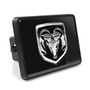 RAM Head Logo UV Graphic Black Metal Face-Plate on ABS Plastic 2 inch Tow Hitch Cover