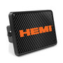 HEMI Logo UV Graphic Carbon Fiber Look Metal Face-Plate on ABS Plastic 2 inch Tow Hitch Cover