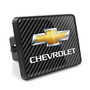 Chevrolet Golden Logo UV Graphic Carbon Fiber Look Metal Face-Plate on ABS Plastic 2 inch Tow Hitch Cover