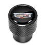 Cadillac Crest Logo in Black on Black Aluminum Tire Valve Stem Caps