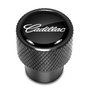 Cadillac Script Nameplate in Black on Black Aluminum Tire Valve Stem Caps