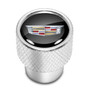 Cadillac Crest Logo in Black on Shining Silver Aluminum Tire Valve Stem Caps