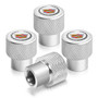 Cadillac Logo in White on Shining Silver Aluminum Tire Valve Stem Caps