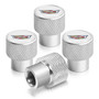 Cadillac Crest Logo in White on Shining Silver Aluminum Tire Valve Stem Caps