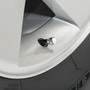Cadillac V Logo in White on Shining Silver Aluminum Tire Valve Stem Caps