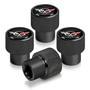 Chevrolet Corvette C5 Logo in Black on Black Aluminum Tire Valve Stem Caps