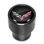 Chevrolet Corvette C7 Logo in Black on Black Aluminum Tire Valve Stem Caps