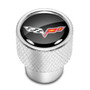 Chevrolet Corvette C6 Logo Black on Shining Silver Aluminum Tire Valve Stem Caps
