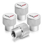 Chevrolet Corvette C7 Logo White on Shining Silver Aluminum Tire Valve Stem Caps