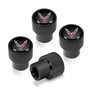 Chevrolet Corvette C8 Logo in Black on Black Aluminum Tire Valve Stem Caps