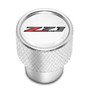 Chevrolet Z71 Logo in White on Shining Silver Aluminum Tire Valve Stem Caps