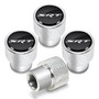 SRT Logo in Black on Shining Silver Aluminum Tire Valve Stem Caps for Dodge Jeep