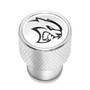 Dodge SRT Hellcat in White on Shining Silver Aluminum Tire Valve Stem Caps