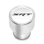 SRT Logo in White on Shining Silver Aluminum Tire Valve Stem Caps for Dodge Jeep