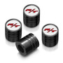 Dodge R/T Logo in White on Black Aluminum Cylinder-Style Tire Valve Stem Caps