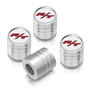 Dodge R/T Logo White on Silver Aluminum Cylinder-Style Tire Valve Stem Caps