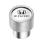 Honda Civic in White on Shining Silver Aluminum Tire Valve Stem Caps
