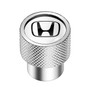 Honda Logo in White on Shining Silver Aluminum Tire Valve Stem Caps