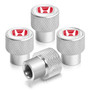 Honda Red Logo in White on Shining Silver Aluminum Tire Valve Stem Caps