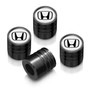 Honda Logo in White on Black Aluminum Cylinder-Style Tire Valve Stem Caps