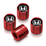 Honda Logo in Black on Red Aluminum Cylinder-Style Tire Valve Stem Caps