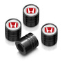 Honda Red Logo in White on Black Aluminum Cylinder-Style Tire Valve Stem Caps