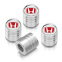 Honda Red Logo White on Silver Aluminum Cylinder-Style Tire Valve Stem Caps