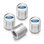 Ford Logo in White on Silver Chrome Aluminum Cylinder-Style Tire Valve Stem Caps