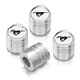Ford Mustang White on Silver Aluminum Cylinder-Style Tire Valve Stem Caps
