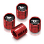 Ford Mustang in Black on Red Aluminum Cylinder-Style Tire Valve Stem Caps