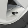 Nissan NISMO in Black on Shining Silver Aluminum Tire Valve Stem Caps