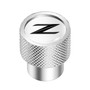Nissan 370Z Z logo in White on Shining Silver Aluminum Tire Valve Stem Caps