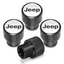 Jeep in White on Black Aluminum Tire Valve Stem Caps