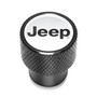 Jeep in White on Black Aluminum Tire Valve Stem Caps