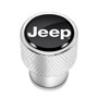 Jeep in Black on Shining Silver Aluminum Tire Valve Stem Caps