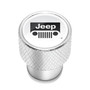 Jeep Grill in White on Shining Silver Aluminum Tire Valve Stem Caps