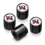 Nissan GT-R in White on Black Aluminum Cylinder-Style Tire Valve Stem Caps