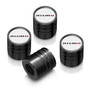 Nissan NISMO in White on Black Aluminum Cylinder-Style Tire Valve Stem Caps