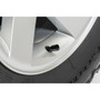 Nissan NISMO in White on Black Aluminum Cylinder-Style Tire Valve Stem Caps