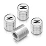 Nissan 350Z Z Logo White on Silver Aluminum Cylinder-Style Tire Valve Stem Caps