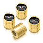 Ford Mustang 5.0 in Black on Golden Aluminum Cylinder-Style Tire Valve Stem Caps