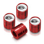 Chevrolet Impala Dual Logo in White on Red Aluminum Cylinder-Style Tire Valve Stem Caps