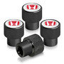 Honda Red Logo in White on Black Aluminum Tire Valve Stem Caps