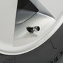GMC Denali Nameplate in Black on Shining Silver Aluminum Tire Valve Stem Caps