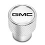 GMC Logo in White on Shining Silver Aluminum Tire Valve Stem Caps