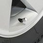 GMC Red Logo in White on Shining Silver Aluminum Tire Valve Stem Caps