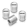 GMC Logo in White on Shining Silver Aluminum Cylinder-Style Tire Valve Stem Caps